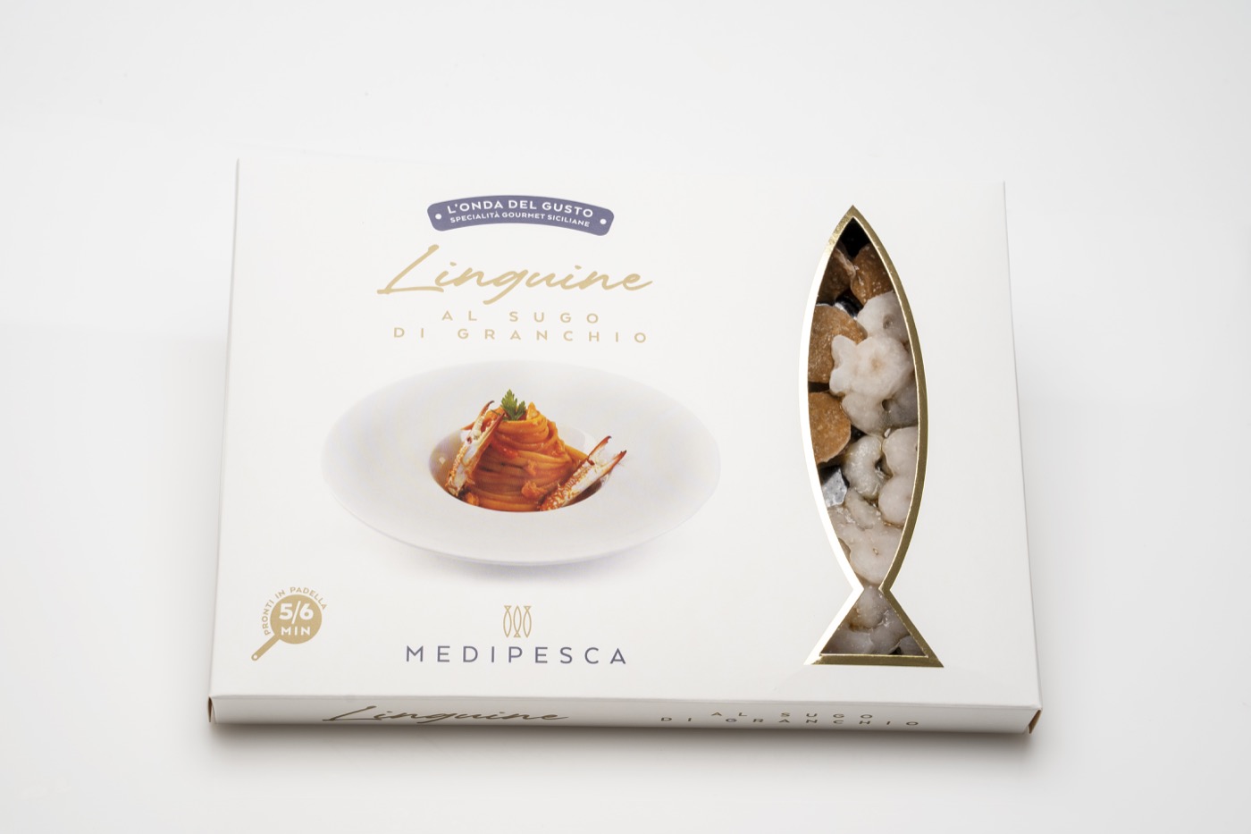 Linguine with crab sauce, photo of the pack